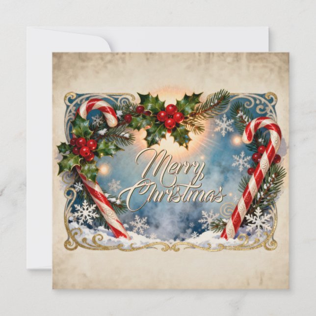 Festive Merry Christmas Card with Shine (Front)