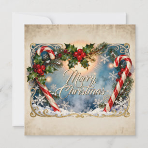 Festive Merry Christmas Card with Shine