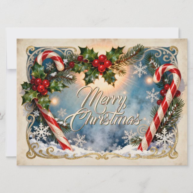 Festive Merry Christmas Card with Shine (Front)