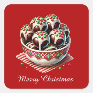 Festive Merry Christmas chocolate candy Square Sticker