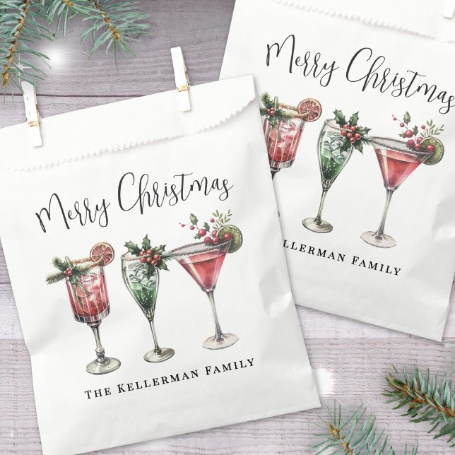 Festive Merry Christmas Cocktail Favour Bag (Festive Merry Christmas Cocktail Favor Bag)