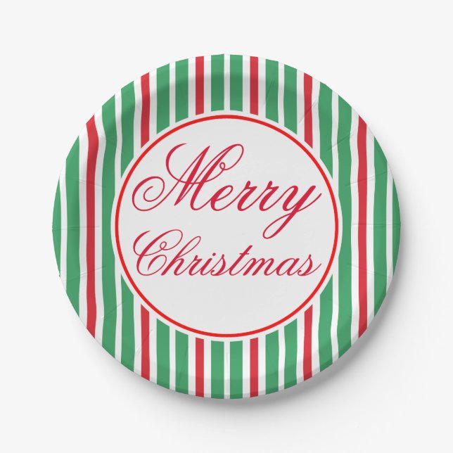 Festive Merry Christmas Dinner Party Paper Plates (Front)