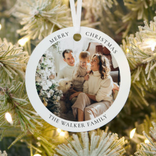 Festive Merry Christmas Family Home Design Metal Ornament