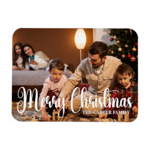 Festive Merry Christmas Family Memory Photo Magnet