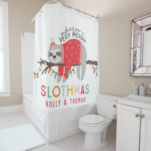 Festive merry christmas fun colourful sloth holida