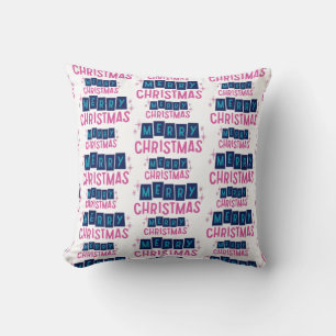 Festive Merry Christmas Greetings White Home Decor Throw Pillow