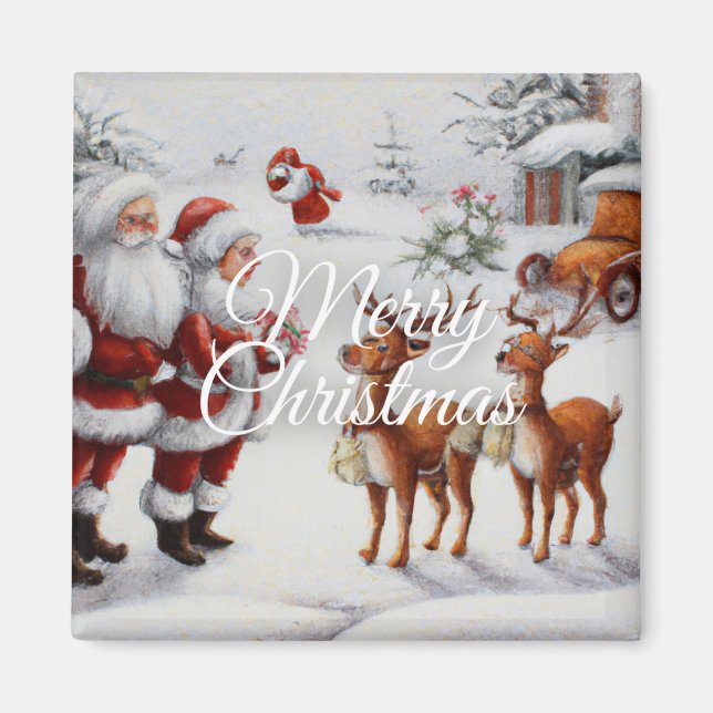 Festive "Merry Christmas" Holiday Cheer Magnet (Devant)