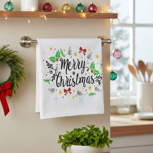 Festive Merry Christmas Kitchen Towel