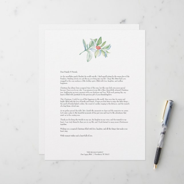 Festive Merry Christmas Letters Template Letterhead (Front/Back In Situ)