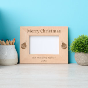 Festive Merry Christmas Ornaments Photo Laser Etched Frames
