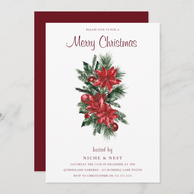 Festive Merry Christmas Party  Invitation (Front/Back)