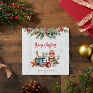 Festive Merry Christmas Party Napkin