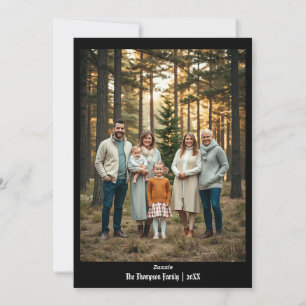 Festive Merry Christmas Personalized Black Holiday Card