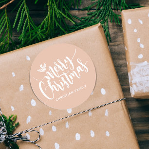 Festive Merry Christmas Personalized Classic Round Sticker