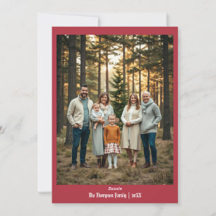 Festive Merry Christmas Personalized Red Holiday Card