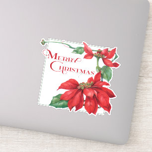 Festive Merry Christmas Poinsettias