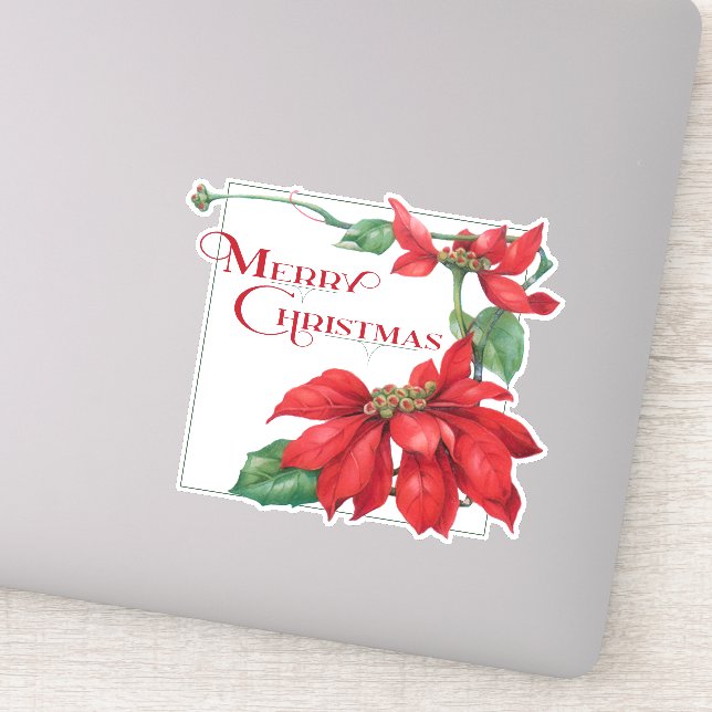 Festive Merry Christmas Poinsettias (Detail)