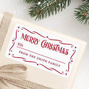 Festive Merry Christmas red white return address L Label
