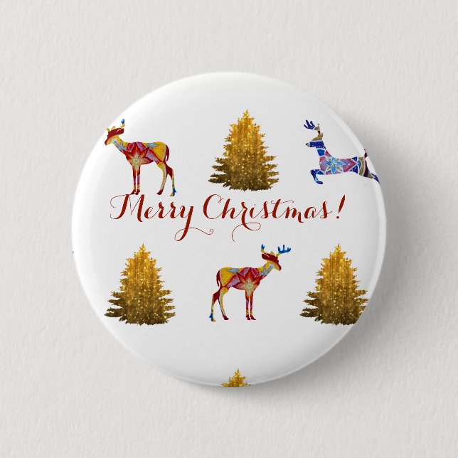 Festive Merry Christmas Round Badge 2 Inch Round Button (Front)