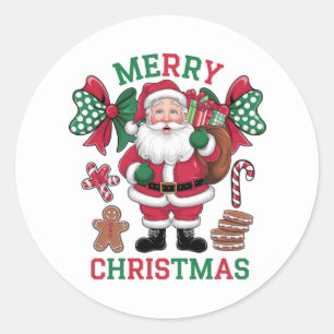 Festive Merry Christmas Santa Classic Round Sticker