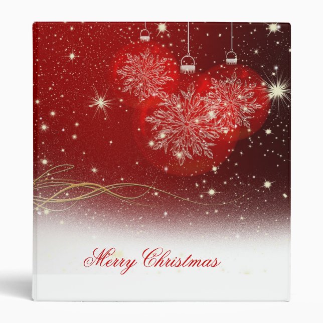 Festive “Merry Christmas” snowflakes ornaments Binder (Front)