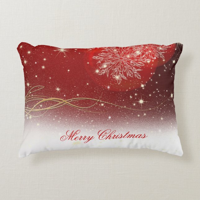 Festive “Merry Christmas” snowflakes ornaments Decorative Pillow (Front)