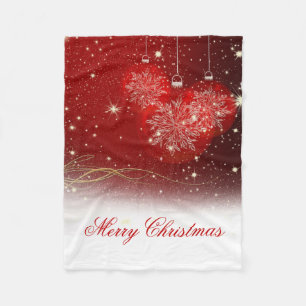 Festive “Merry Christmas” snowflakes ornaments Fleece Blanket