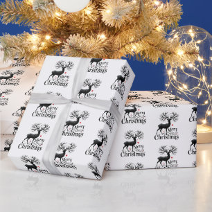 Festive Merry Christmas tiled reindeer Wrapping Paper