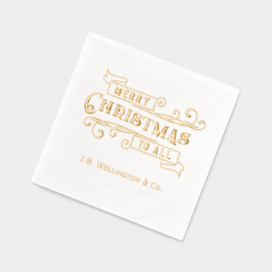 Festive Merry Christmas to All Company Name Foil Napkins