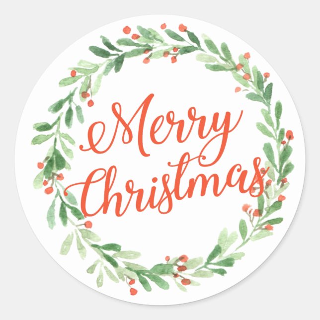 Festive Merry Christmas Wreath Sticker (Front)