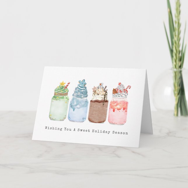 Festive Milkshakes Sweet Holiday Christmas Card (Front)