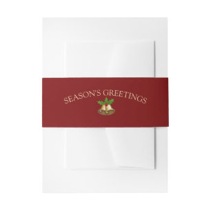 Festive Mistletoe Bells Christmas Invitation Belly Band
