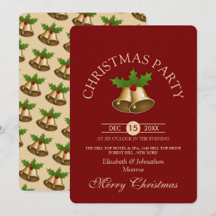Festive Mistletoe Bells Christmas Party Invitation
