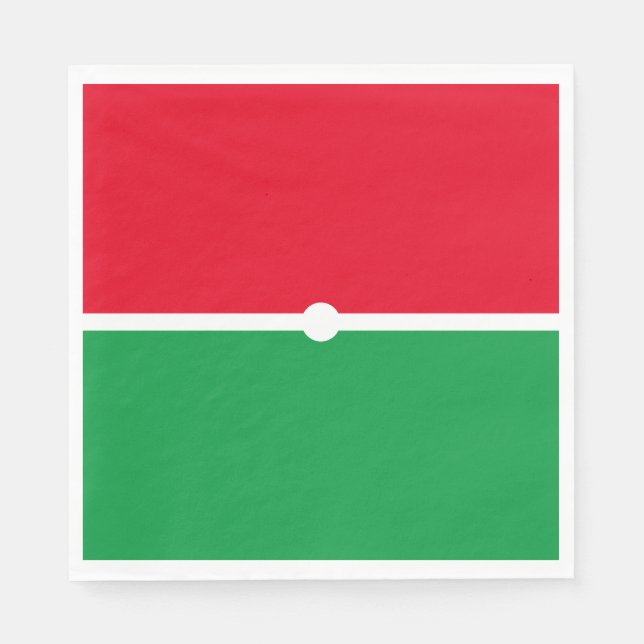 Festive Modern Bright Red Kelly Green Colour Block Napkin (Front)