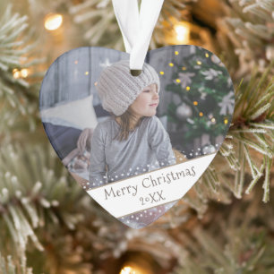 Festive Modern Christmas Holiday Keepsake Photo Ornament