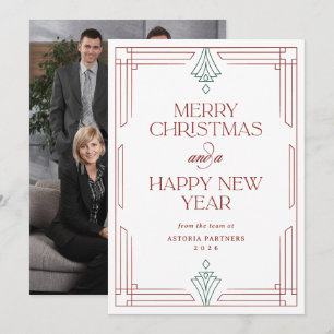 Festive Modern Deco Elegant Corporate Christmas Holiday Card