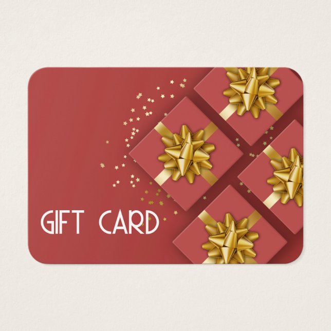 Festive Modern Gold Bow Red Gift Box Gift Card (Front)