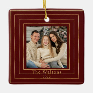 Festive Modern Gold Holiday Keepsake Ceramic Ball  Ornament