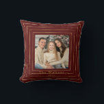 Festive Modern Gold Holiday Keepsake  Throw Pillow<br><div class="desc">Modern design features a multi-gold frame against a bold Christmas red background.  Easily personalize with name,  year,  and monogram (on back).  Perfect gift and keepsake for the holiday season.</div>