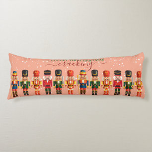 Festive Modern Xmas Pink Cute Nutcracker Body Pillow