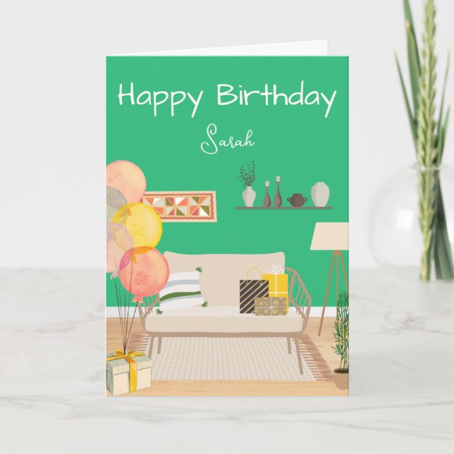 Festive Mosaic Scene Greeting Card (Front)