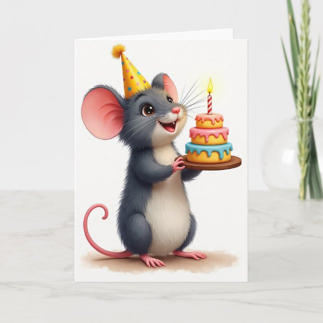 Festive Mouse Birthday Card (Front)