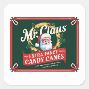 Festive Mr/ Claus candy cane Square Sticker