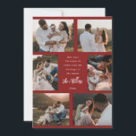 Festive Multi-Photo Christmas Card with Message<br><div class="desc">This beautifully designed Christmas card features a rich red background and showcases six cherished family photos, allowing you to share your favourite memories of the year. The centre of the card highlights a heartfelt message that you can customize followed by your family name and the year. The minimalist yet festive...</div>