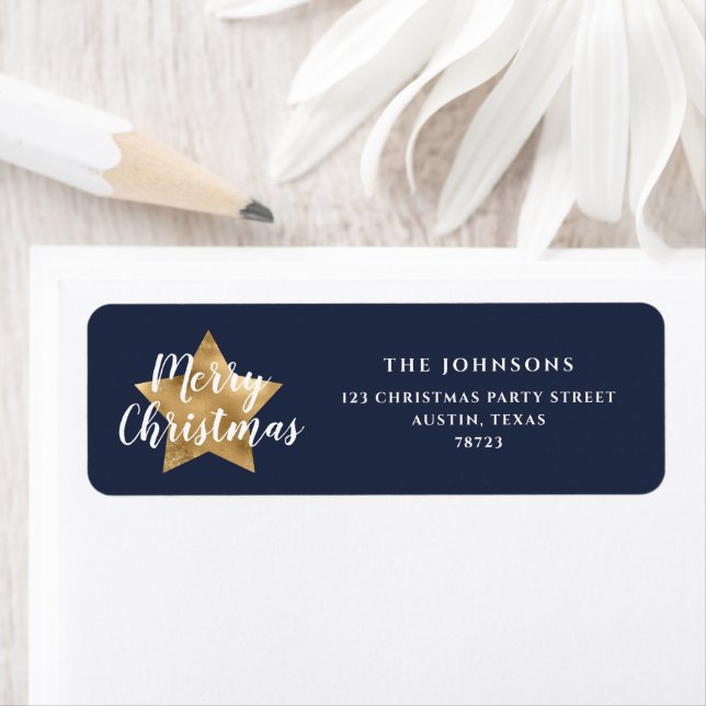 Festive Navy Blue Christmas Return Address (Insitu)