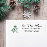 Festive New Home Return Address<br><div class="desc">This charming return address label lets is decorated with watercolor mistletoe.
It says "Our New Home" in stylish typography. Easily customizable. 
Use the Design Tool to change the text size,  style,  or colour. Original Watercolor © Michele Davies.</div>