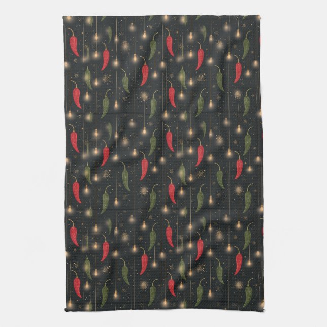 Festive New Mexico Chili Pepper Decor Kitchen Towel (Vertical)
