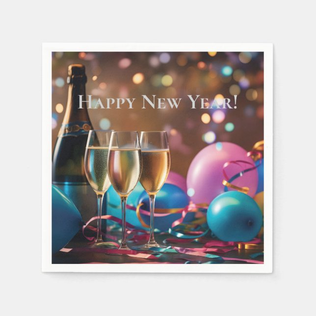 Festive New Year Celebration - customizable text Napkin (Front)