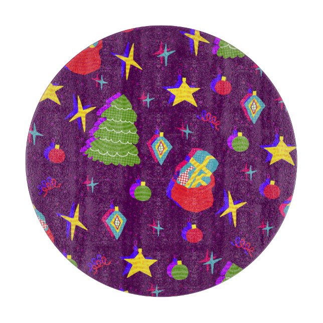 Festive New Year Christmas Pattern Cutting Board (Front)