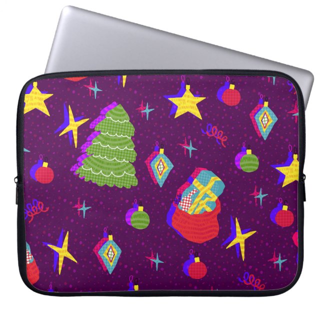 Festive New Year Christmas Pattern Laptop Sleeve (Front)